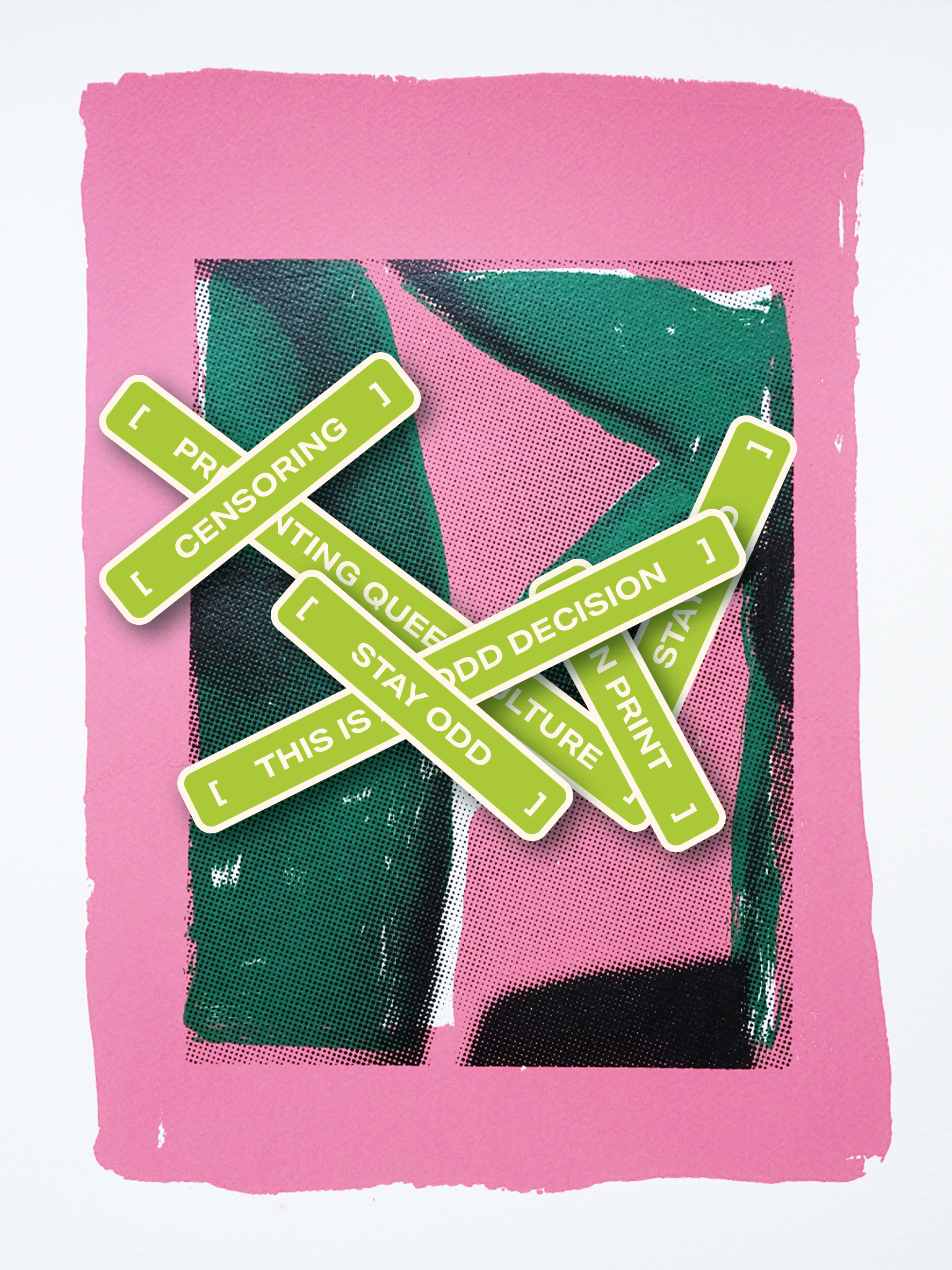 Green on pink (Print)