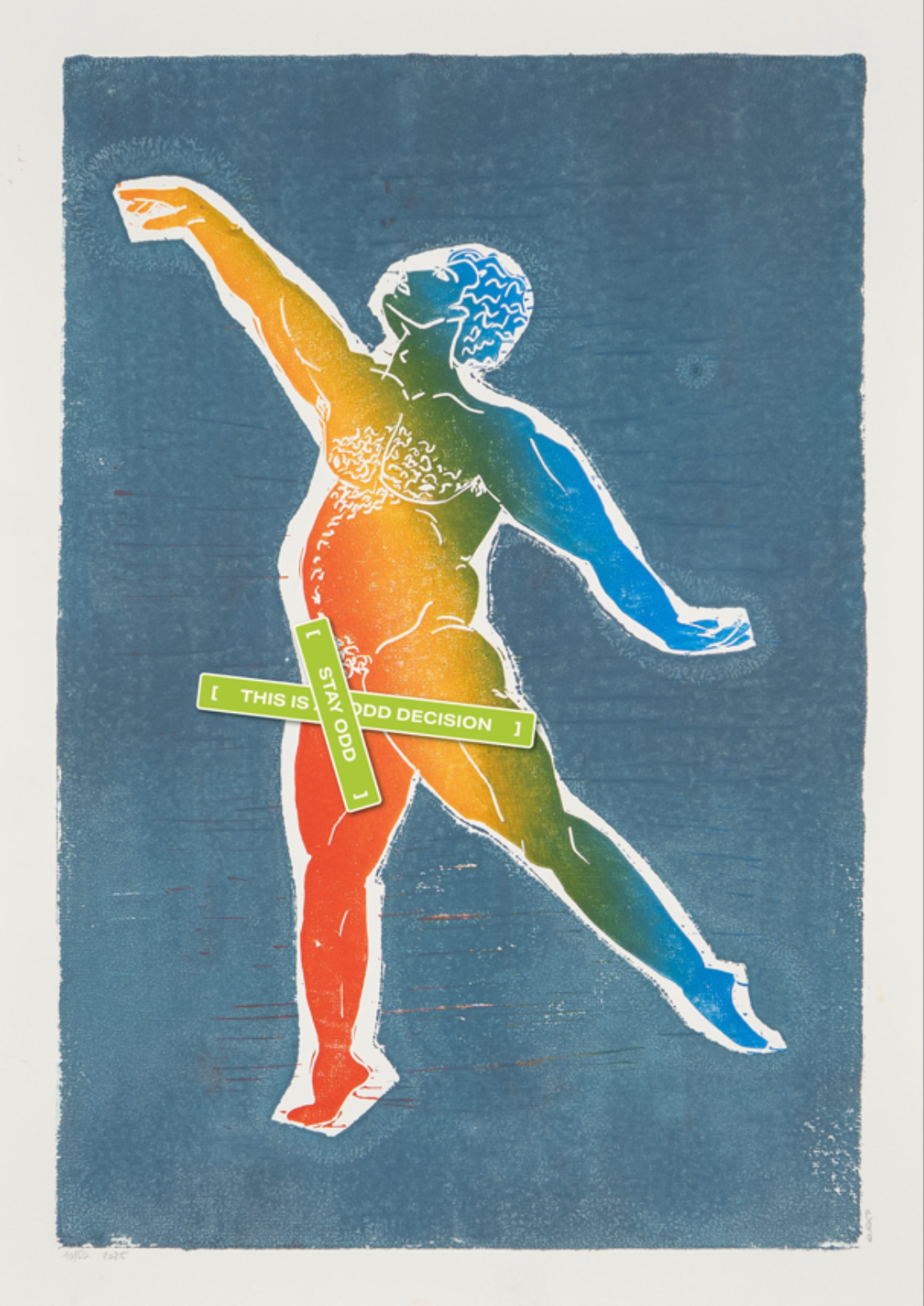 Dancer rainbow (Limited Edition Linocut Print)