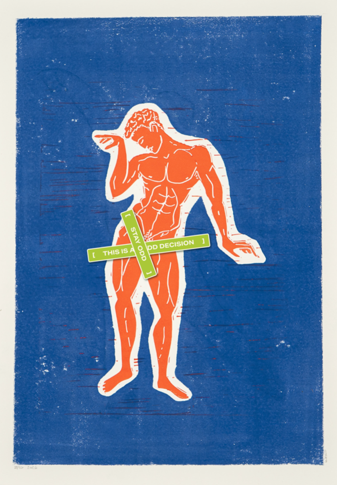 Narcissus dark blue (Limited Edition Linocut Print)