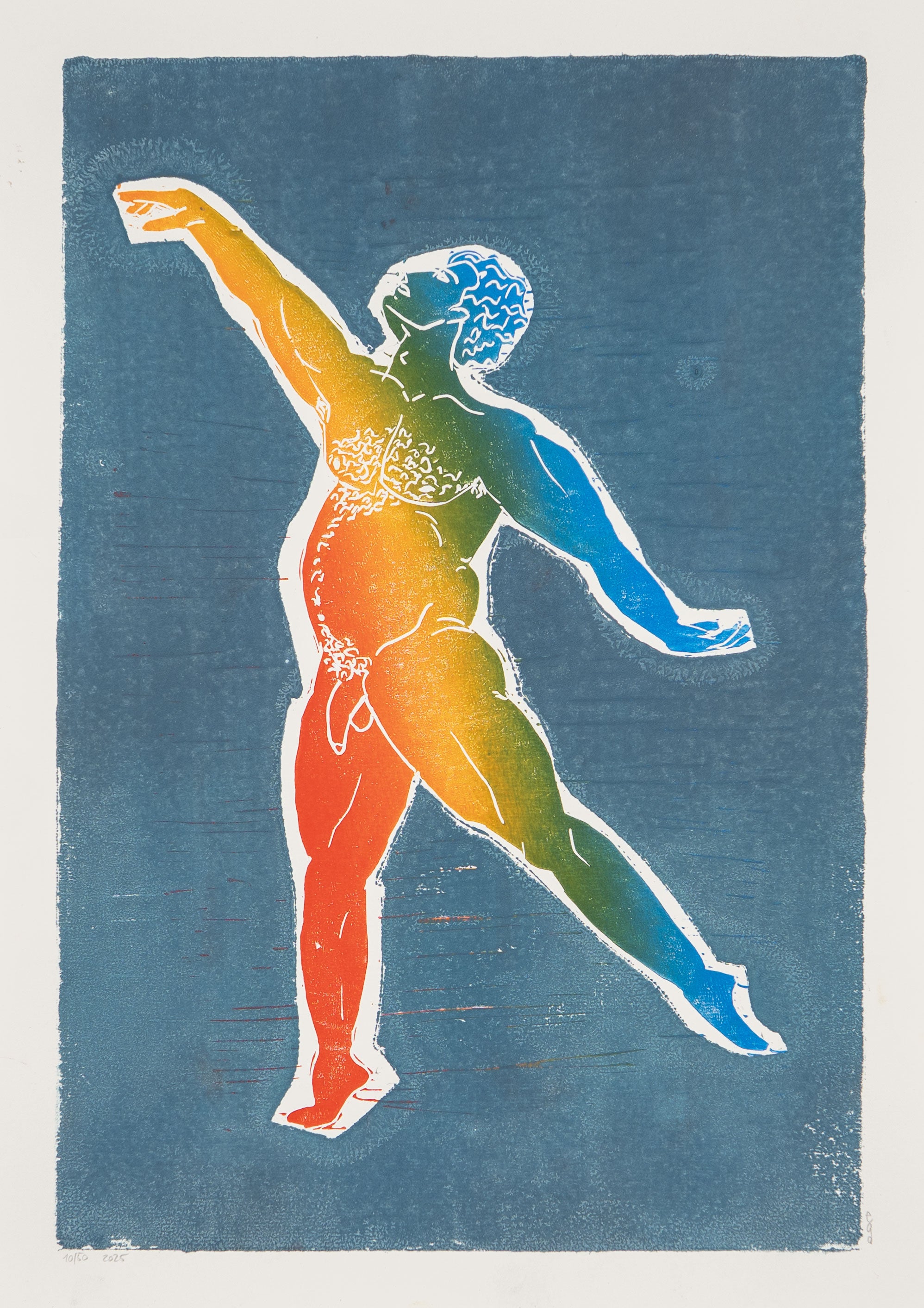 Dancer rainbow (Limited Edition Linocut Print)