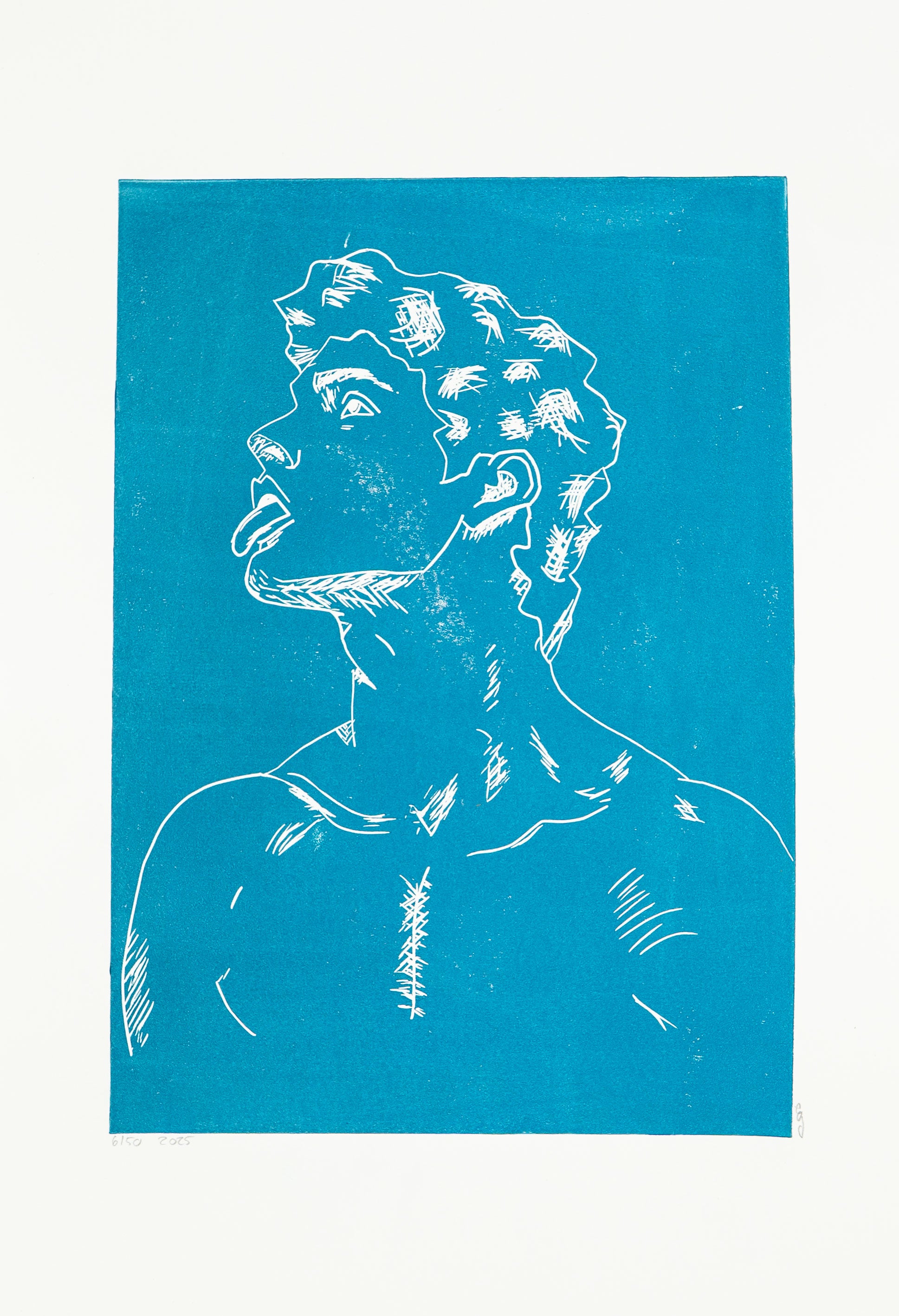 Thirsty blue (Limited Edition Linocut Print)