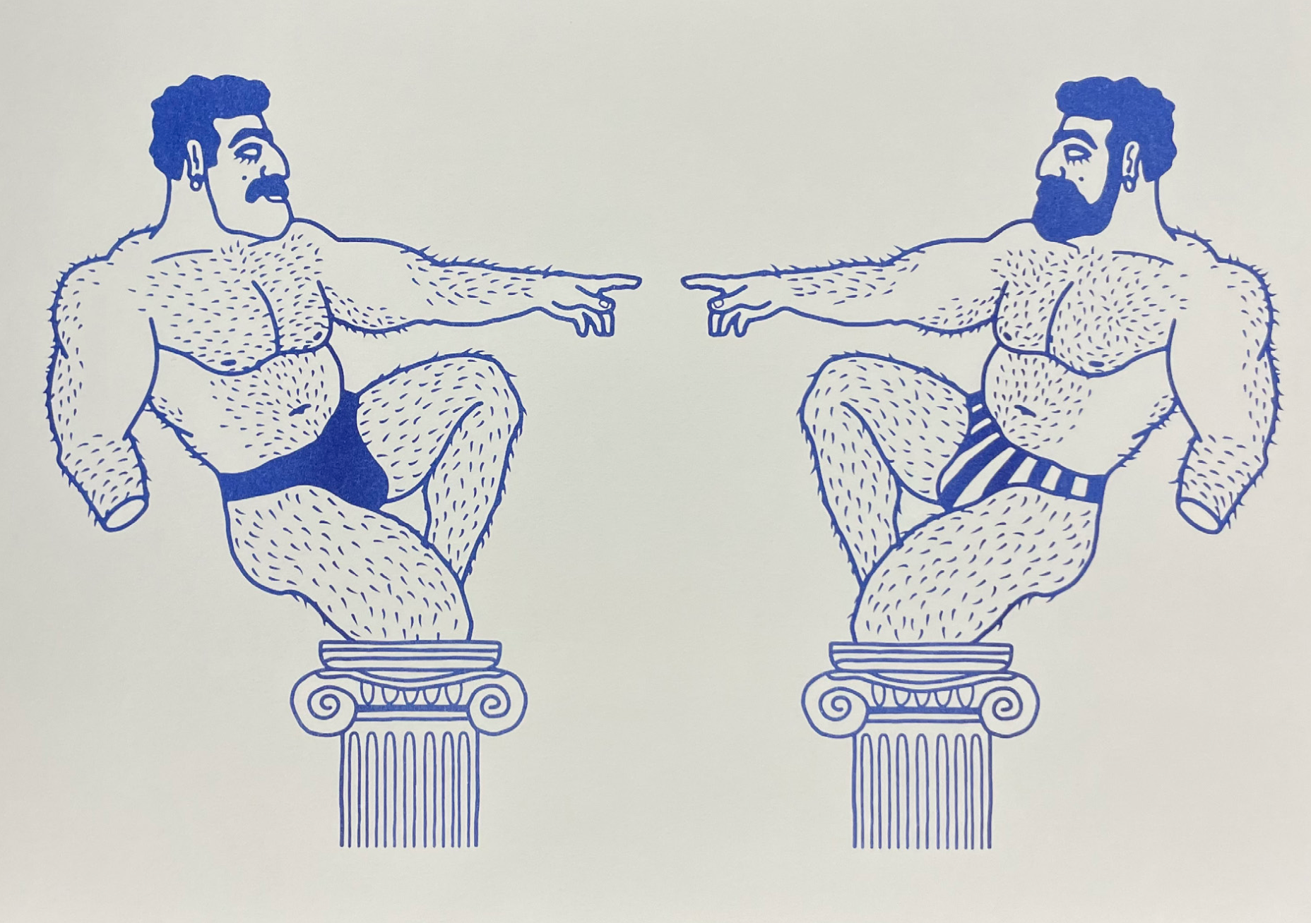 Babaoi statues white (Risograph print)